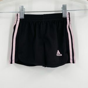 Adidas Baby Shorts Black with Baby Pink Stripes and Logo Baby Size 24 Months